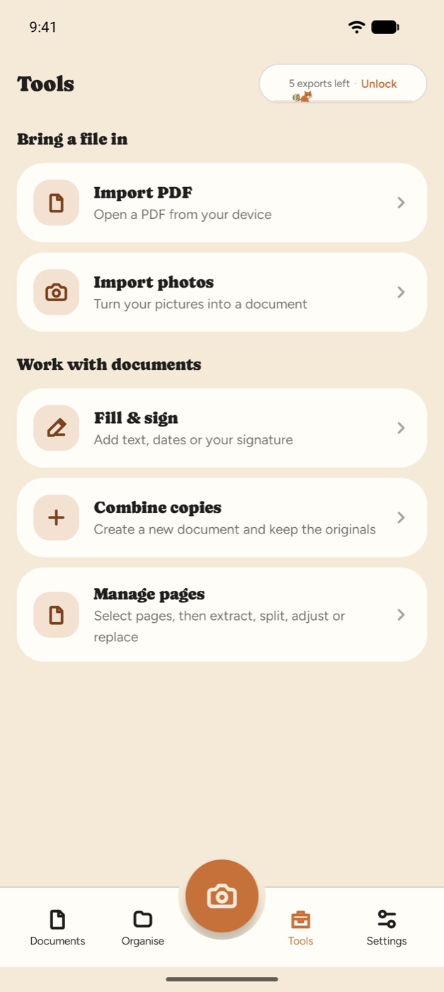 Paperleaf tools for merging, splitting, reordering and compressing documents